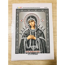Богородиця Семистрільна, срібло, неповна зашивка